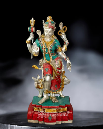 Brass Gem Stone Work Aardhnareshwar Statue Weight 10 Kg And Height 19 Inch