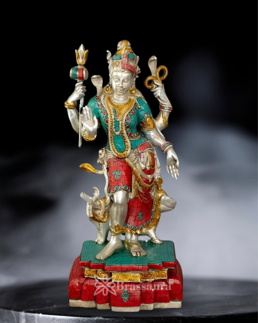 Brass Gem Stone Work Aardhnareshwar Statue Weight 10 Kg And Height 19 Inch