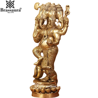 Brass Panchmukhi Ganesha Statue Weight 3.8 Kg & Height 12 Inch