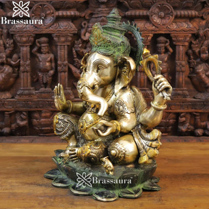 Brass Lotus Ganesha Weight 27.9 Kg & Height 21 Inch