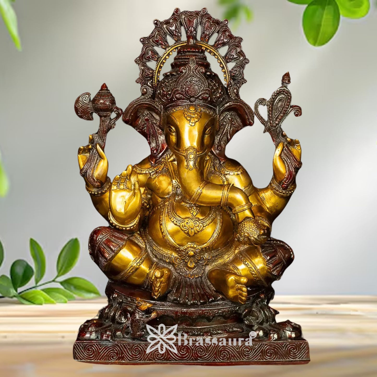 Brass Ganesha Statue Weight 21.5 Kg And Height 20 Inch