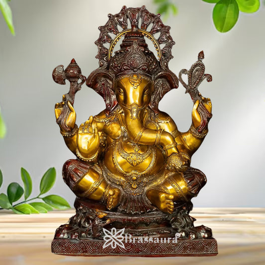 Brass Ganesha Statue Weight 21.5 Kg And Height 20 Inch