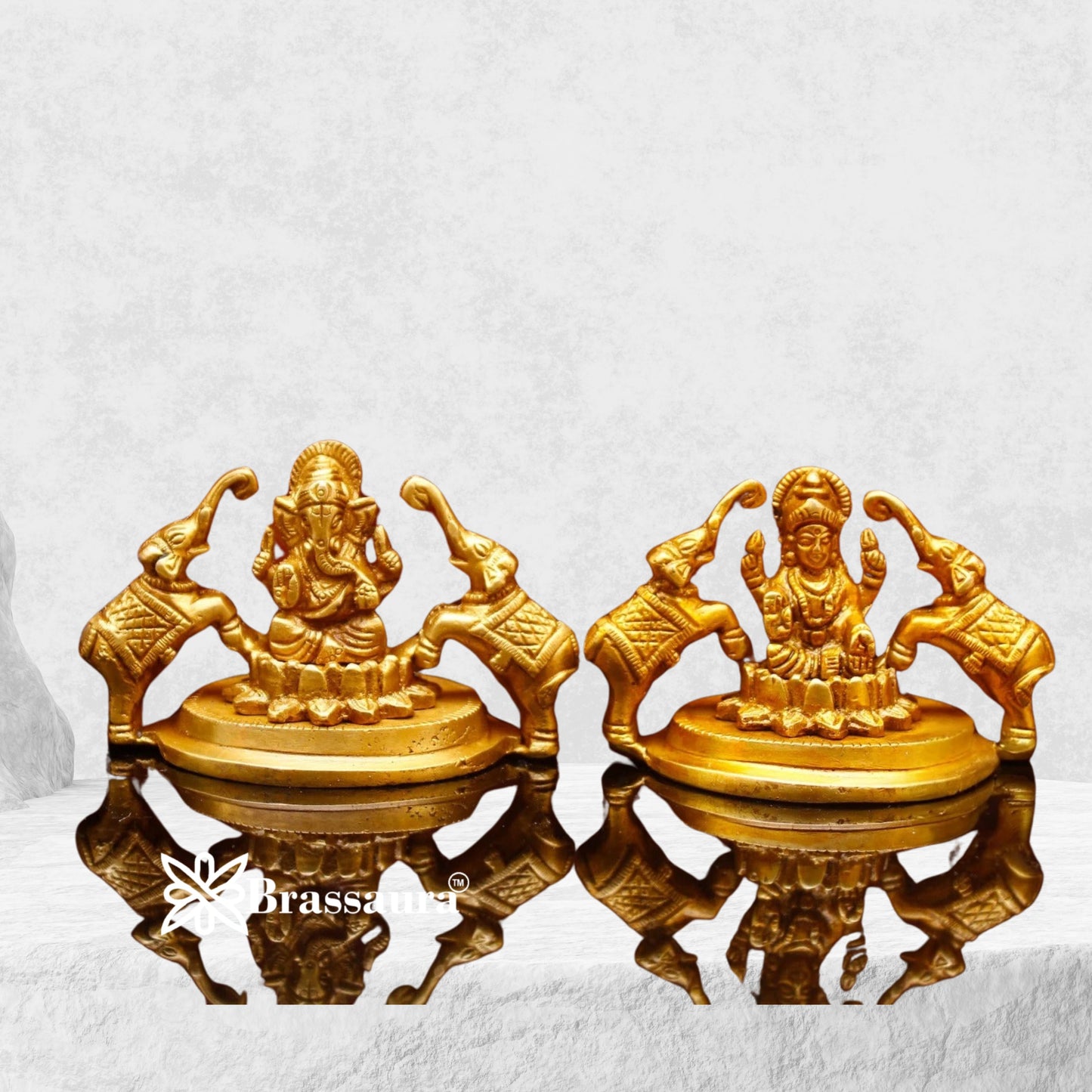 Brass Classic Lakshmi Ganesh Weight 0.6 Kg & Height 2.5 Inch