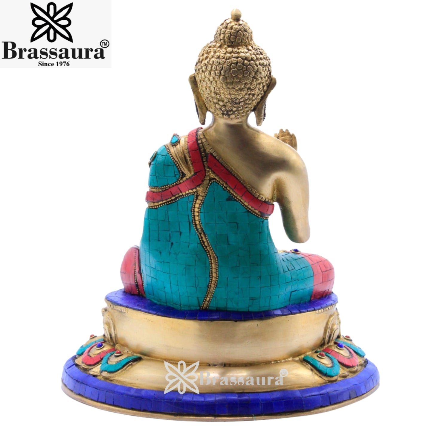 Brass Blessing Gem Stone Work Buddha Weight 7 Kg & Height 13 Inch