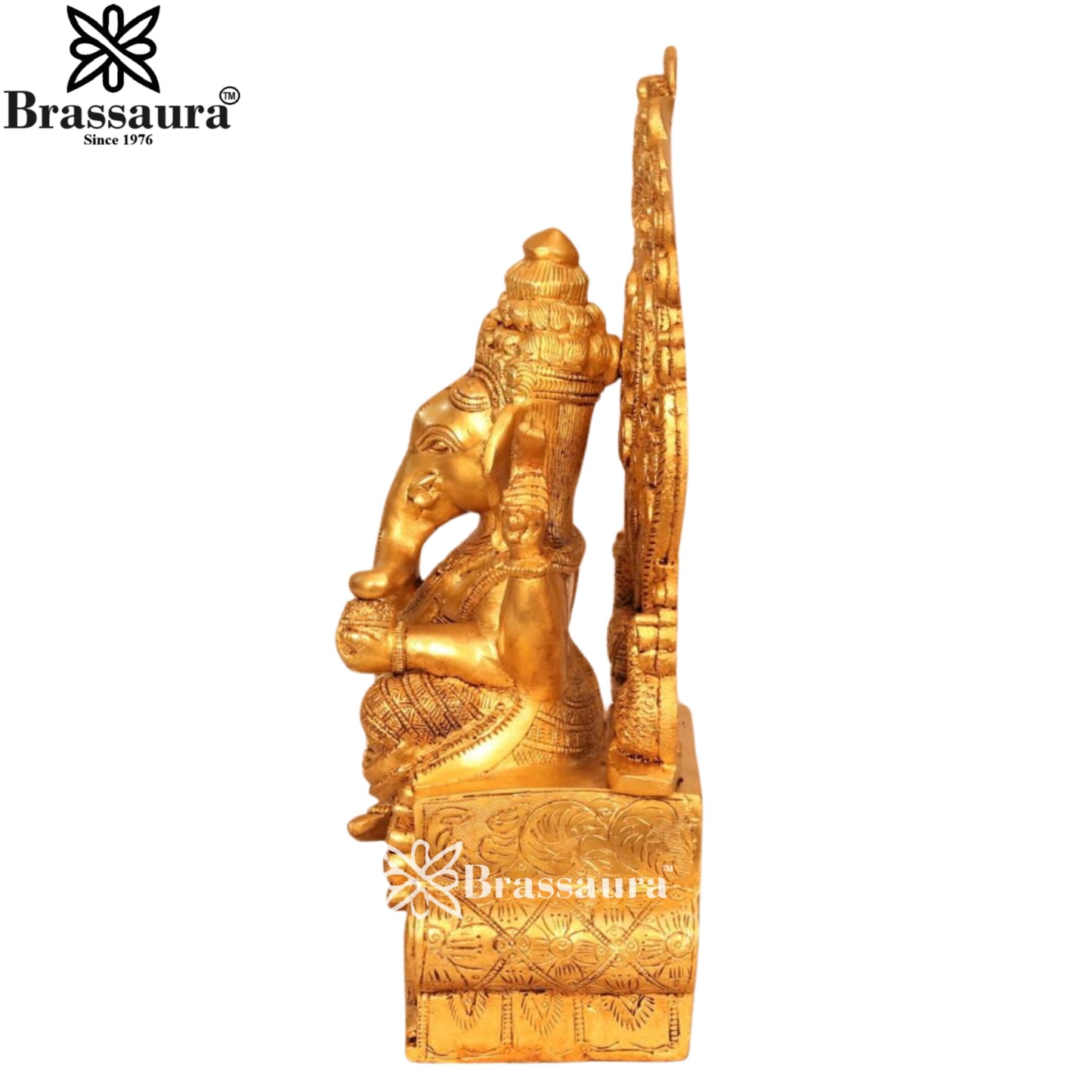 Brass Ring Ganesha Statue Weight 7.6 Kg & Height 13.5 Inch