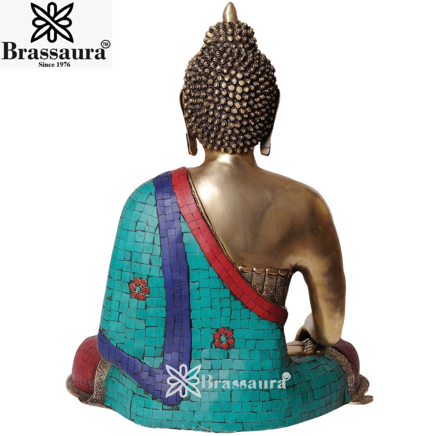 Brass Bhumisprasa Gem Stone Work Buddha Weight 22 Kg & Height 24 Inch