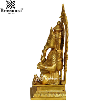 Brass Ring Ganesha Statue Weight 12.4 Kg & Height 17 Inch