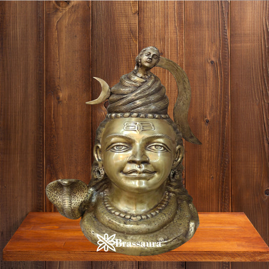 Brass Artistic Shiva Mukhlingam Weight 13.8 Kg & Height 20 Inch