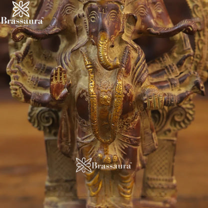 Brass Ring Ganesha Weight 3.88 Kg & Height 11 Inch