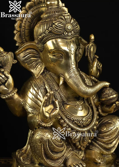 Brass Ganesha Statue Weight 9.7 Kg And Height 14 Inch