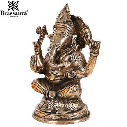Brass Ganesha Statue Weight 1.23 Kg & Height 6 Inch