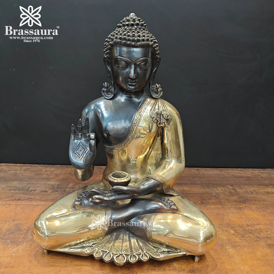 Brass Blessing Multicolored Buddha Weight 17 kg & Height 19 Inch