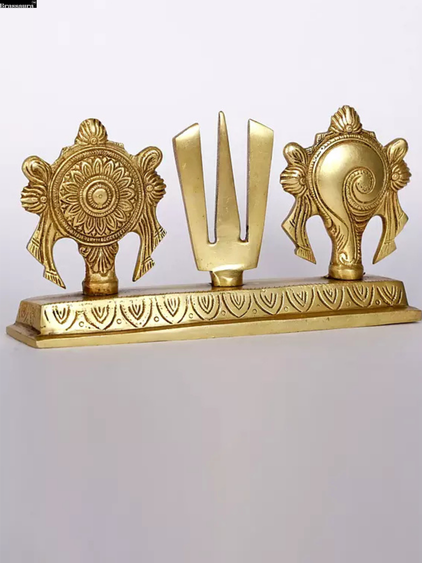 Brassaura™ Vaishnava Symbols Brass – Height 3.94 inches | Weight 0.85 kgs