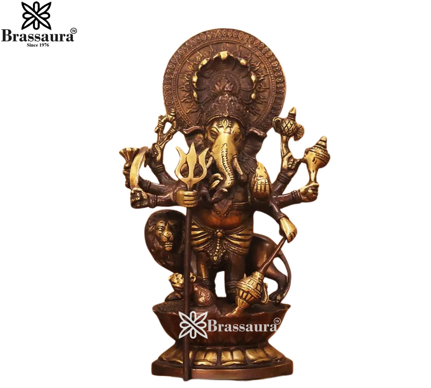 Brass Ganesha Statue Weight 3.65 Kg And Height 11 Inch