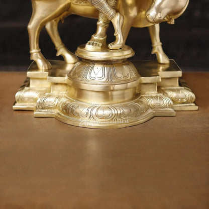 Brass Royal Gold Cow Krishna Murti Weight 27.78 Kg And Height 26 Inch