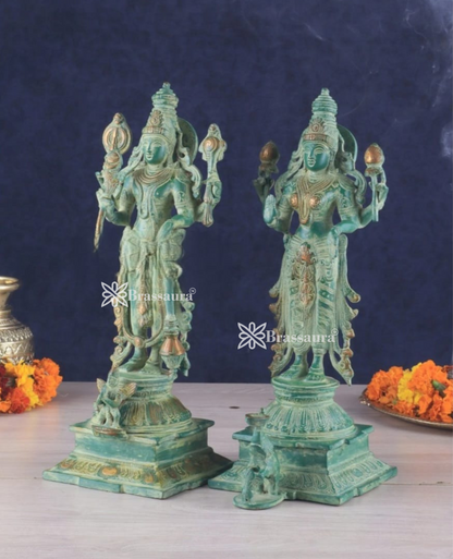 Brassaura™ Exquisitely Detailed Brass Idols Pair – 15-Inch, 9.3kg – Symbol of Prosperity, Protection & Divine Grace for Home Temple or Sacred Spaces