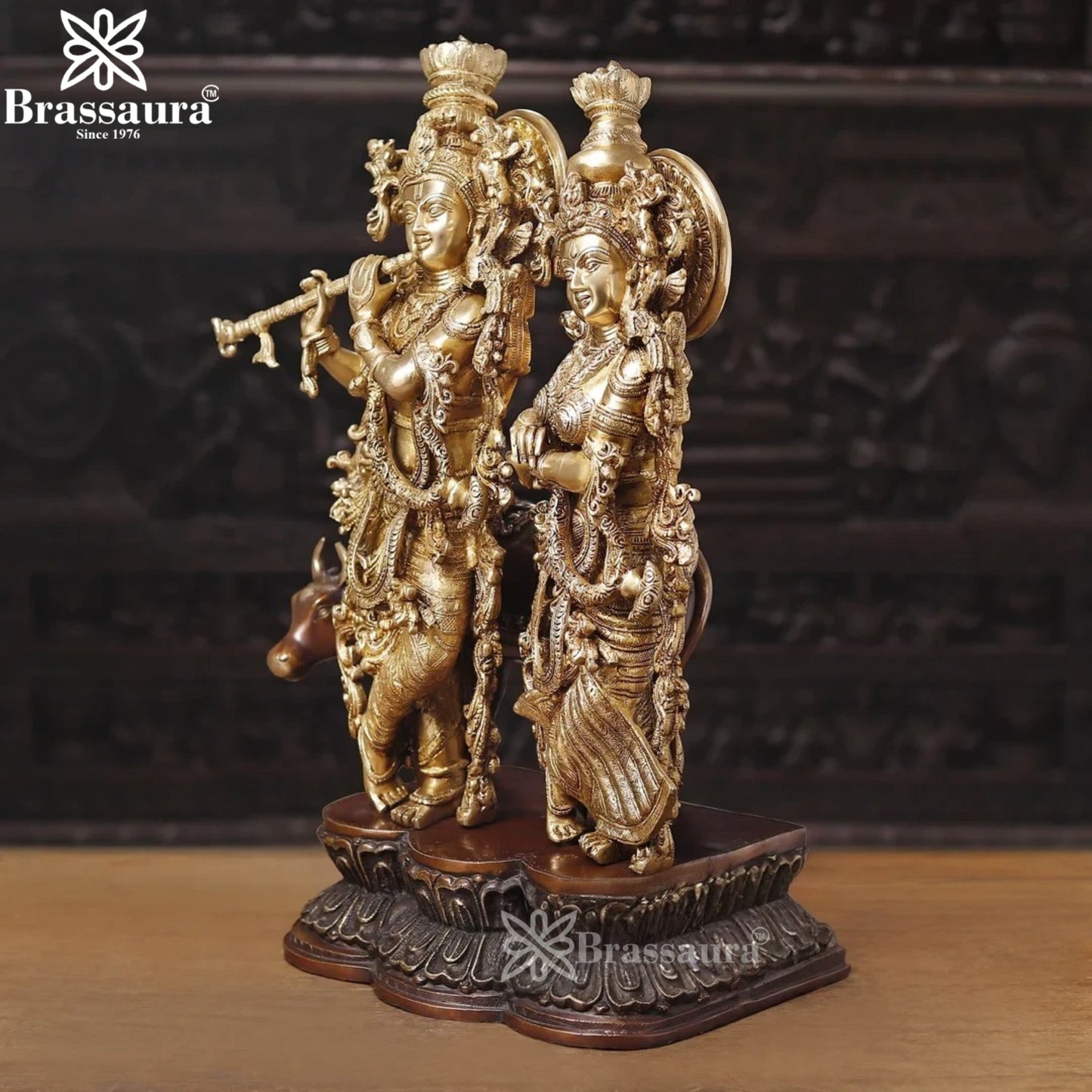 Brass Radha Krishna Murti Weight 41.13 Kg And Height 28 Inch