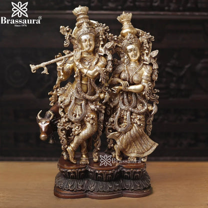 Brass Radha Krishna Murti Weight 41.13 Kg And Height 28 Inch