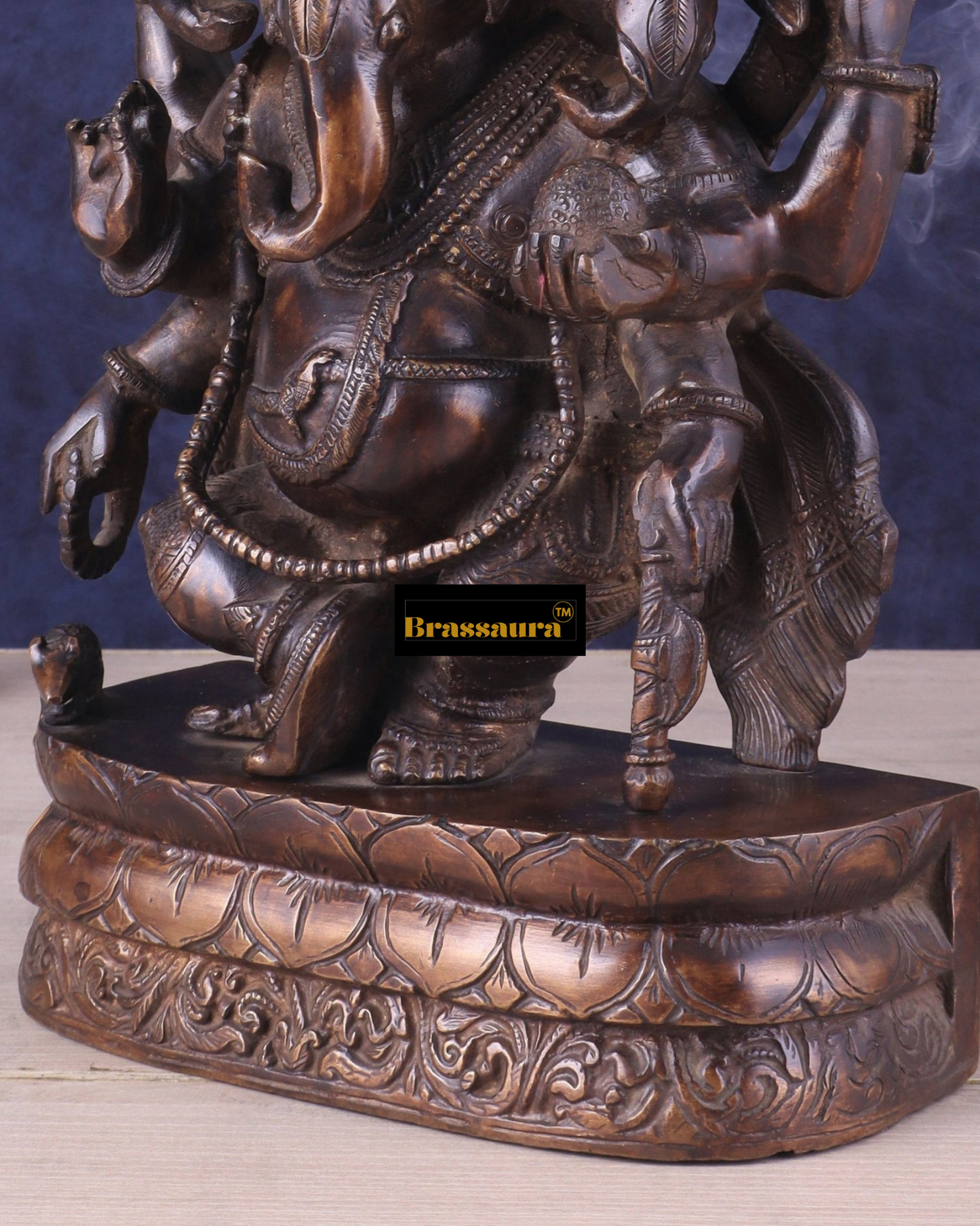 Brassaura™ Brass Ganesha Idol – Height 12 Inches, Weight 7 Kg – Perfect for Home Decor & Gifting