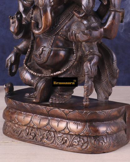Brassaura™ Brass Ganesha Idol – Height 12 Inches, Weight 7 Kg – Perfect for Home Decor & Gifting