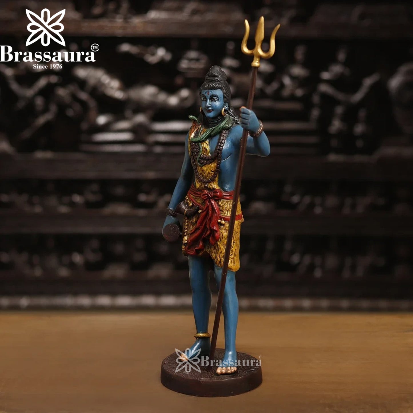 Brassaura™ Brass Lord Shiva Statue – Height 19 Inches & Weight 5.96 Kg | Devotional Home Décor