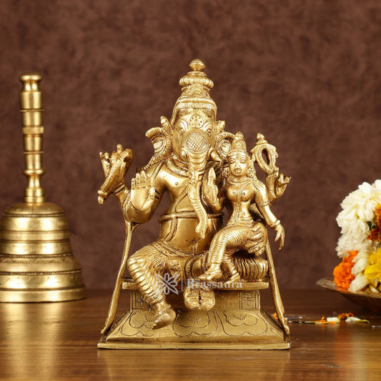 Brassaura™ Brass Siddhi Ganesha Utchista Ganapati Murti – Height 7 Inches, Weight 2.75 Kgs | Divine Prosperity Idol
