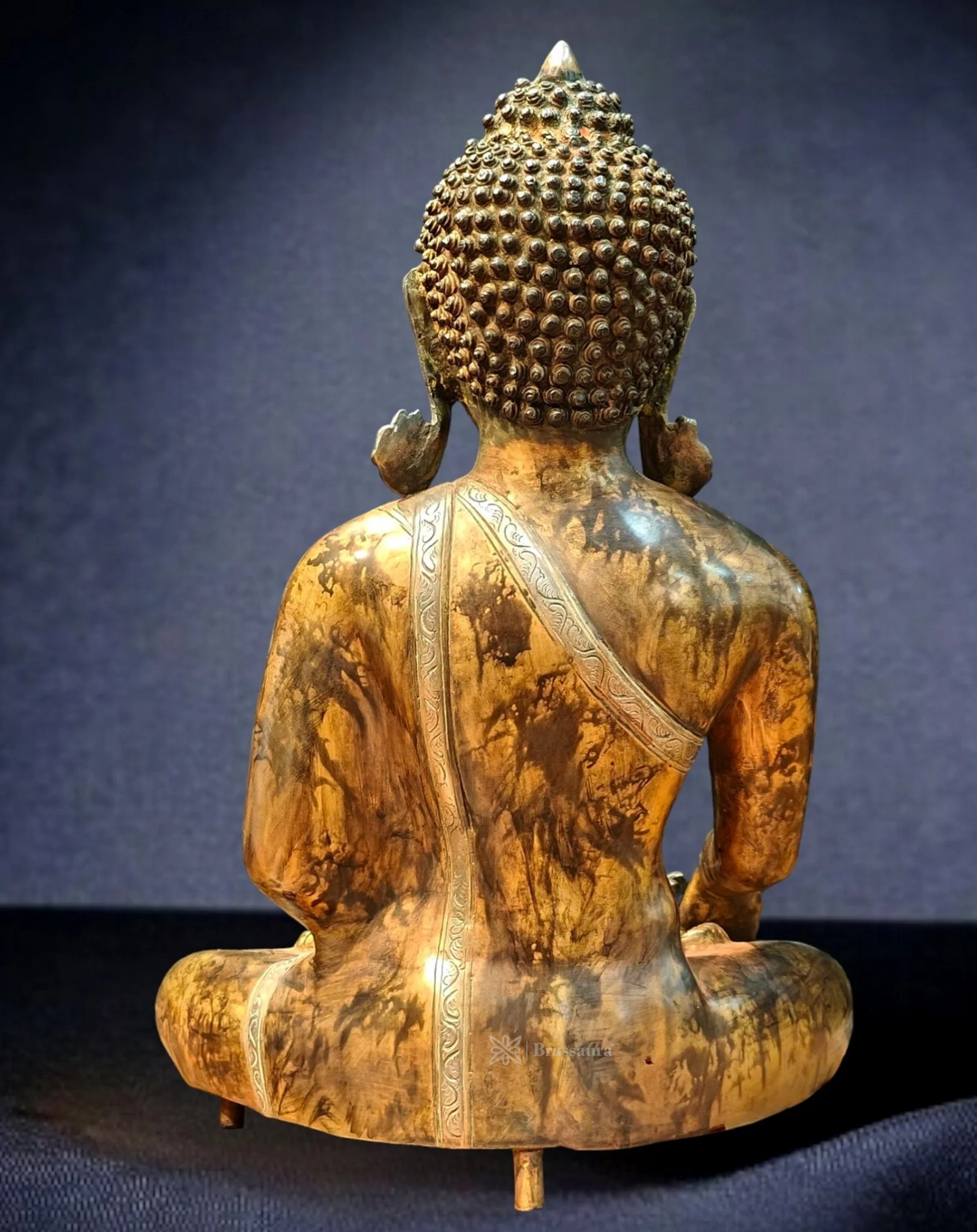 Brassaura™ Brass Bhumisparsha Buddha Statue – Nirvana Pose – Height 21 Inches, Weight 16 Kgs