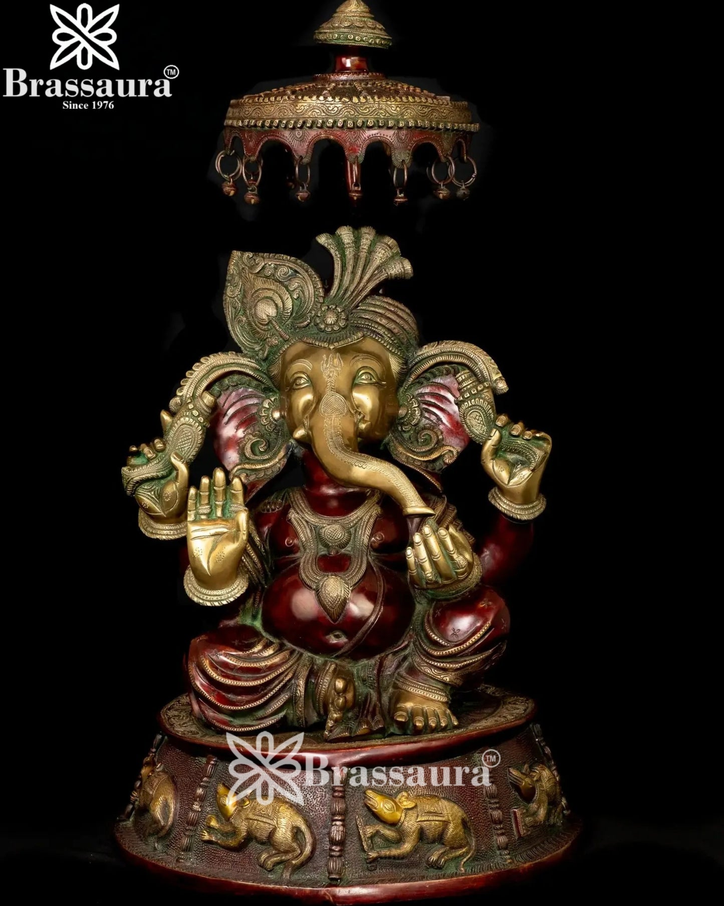 Brass Turban Ganesha Statue Weight 41 Kg And Height 31.5 Inch