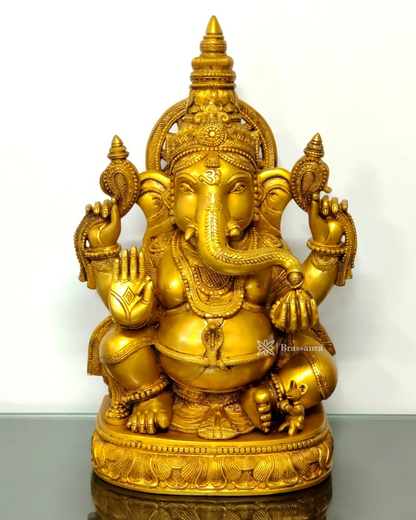 Brassaura™ Brass Surya Ganesha Statue – Height 20 Inches, Weight 23 Kgs