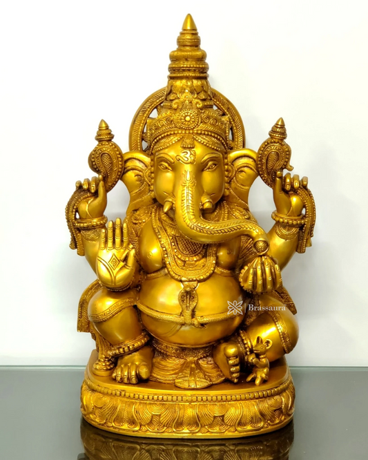 Brassaura™ Brass Surya Ganesha Statue – Height 20 Inches, Weight 23 Kgs