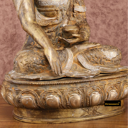 Brassaura™ Pure Brass Enlightened Nirvana Buddha Idol – Height 17 Inches, Weight 12 Kgs