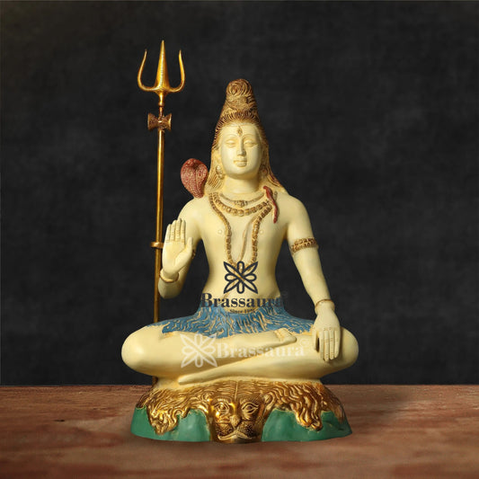 Brassaura™ Elegant Mini Brass Shiva Murti – Height 24.5 Inches & Weight 17.4 Kgs | Hindu God Statue