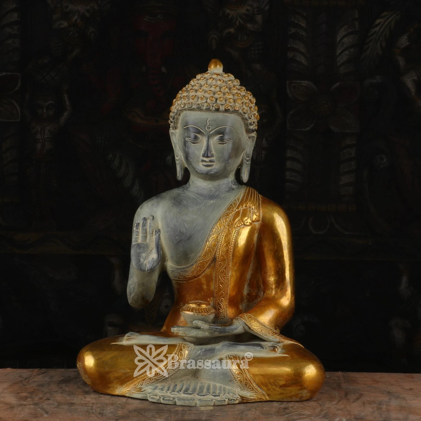 Brass Blessing Buddha Weight 5.4 kg & Height 12 Inch