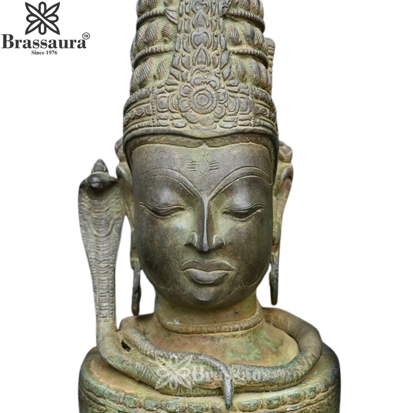 Brass Shiva Head Statue Weight 5.1 Kg And Height 11.9 Inch