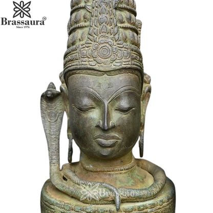 Brass Shiva Head Statue Weight 5.1 Kg And Height 11.9 Inch