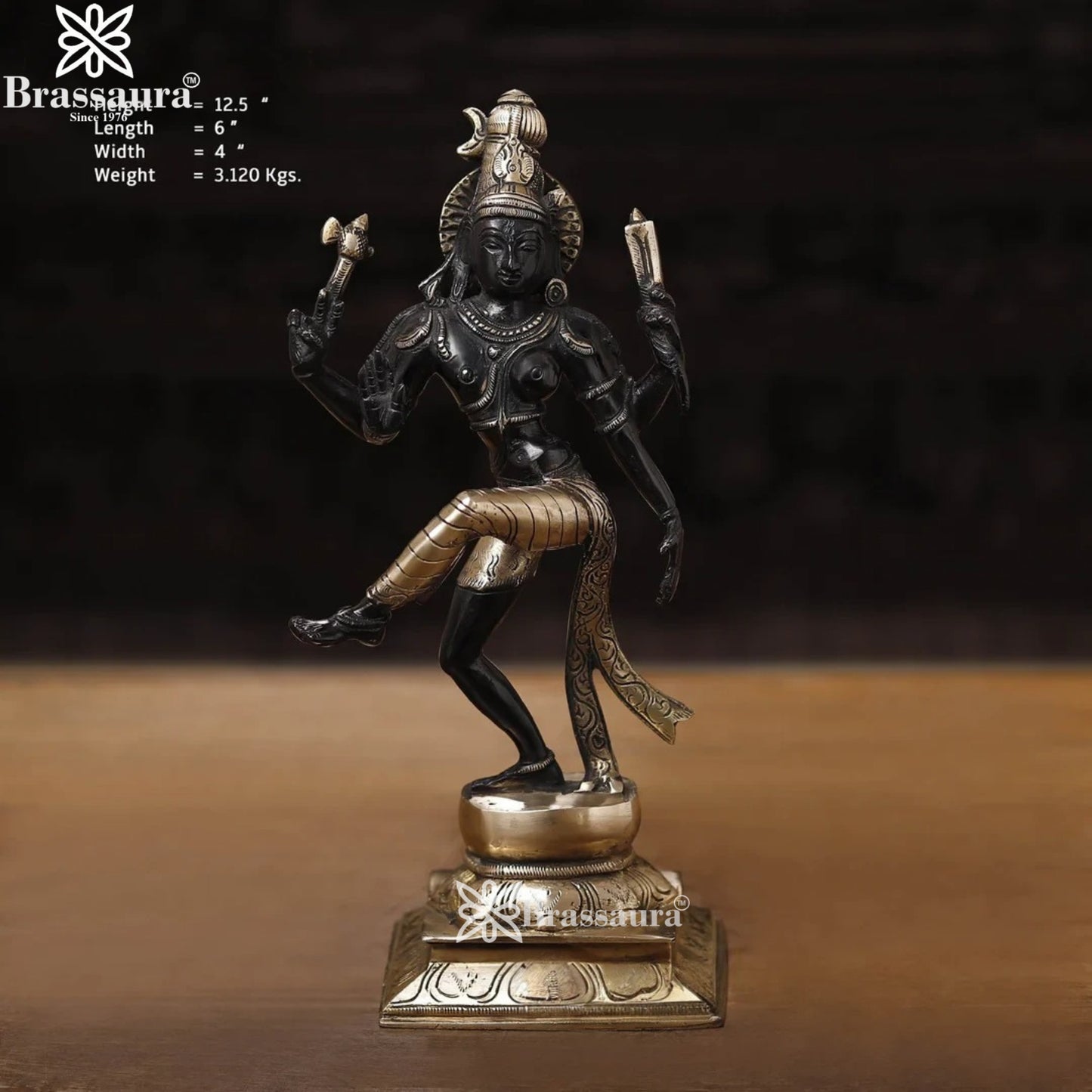 Brass Antique Dancing Natraj Statue Weight 3.12 Kg And Height 12.5 Inch