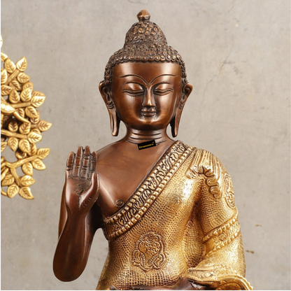 Brassaura™ Pure Brass Blessing Buddha Statue in Green Antique Finish – Height 10.5 Inches, Weight 3.42 Kgs (Copy)