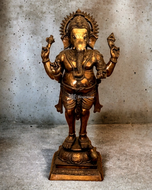 Brassaura™ Large Brass Lord Ganesha Statue – Height 51 Inches, Weight 60 Kgs