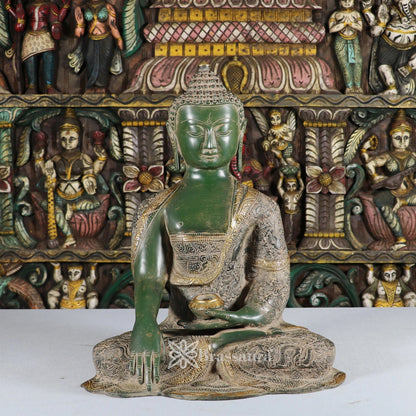 Brass Bhumisprasa Buddha Weight 11.1 kg & Height 16 Inch