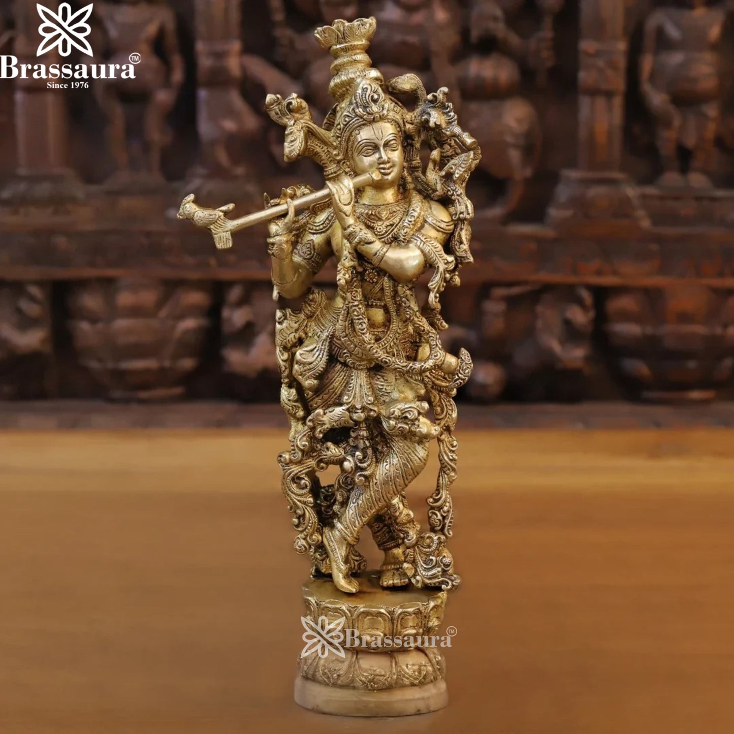 Brass Krishna Murti Weight 7.34 Kg And Height 34 Inch