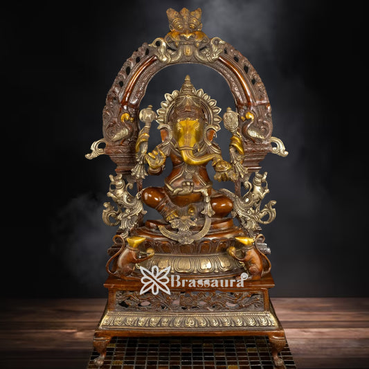Brass Ganesha Statue Weight 25 Kg And Height 27.5 Inch