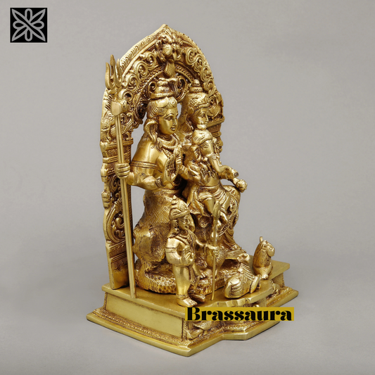 Brassaura® Brass Fine Shiv parivar Idol for Home and Decor | Height 12 inch
