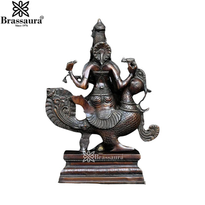 Brassaura™ Brass Saraswati Mata Murti – Height 19 Inches & Weight 15 Kgs | Puja & Worship Idol