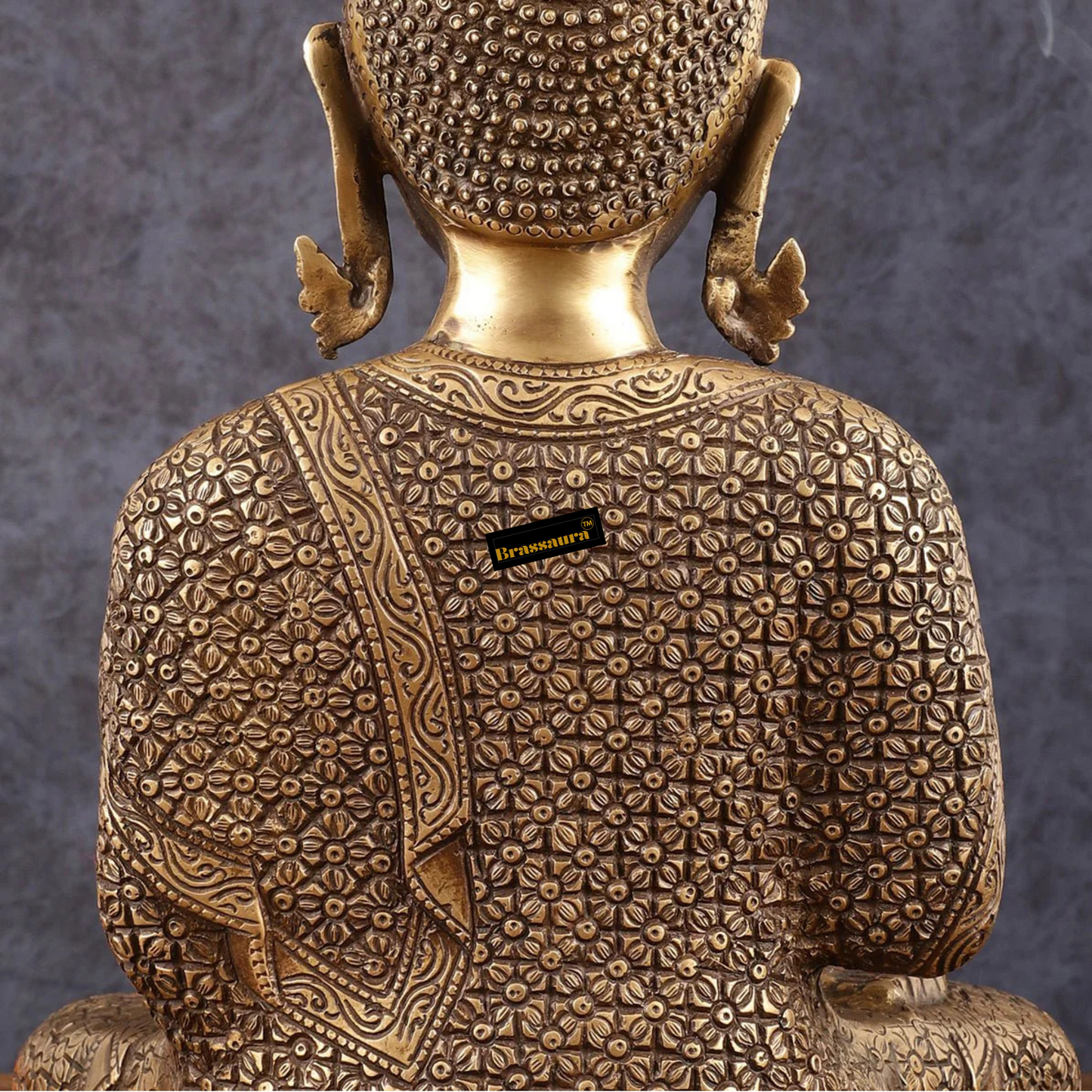Brassaura™ Antique Burnt Brass Finish Buddha Idol – Height 15 Inches, Weight 14.01 Kgs