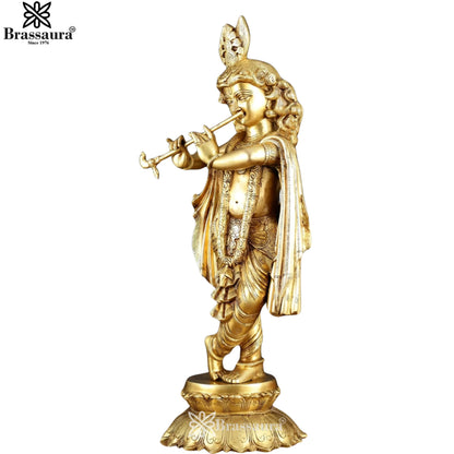 Brass Royal Gold Krishna Murti Weight 20 Kg And Height 27 Inch