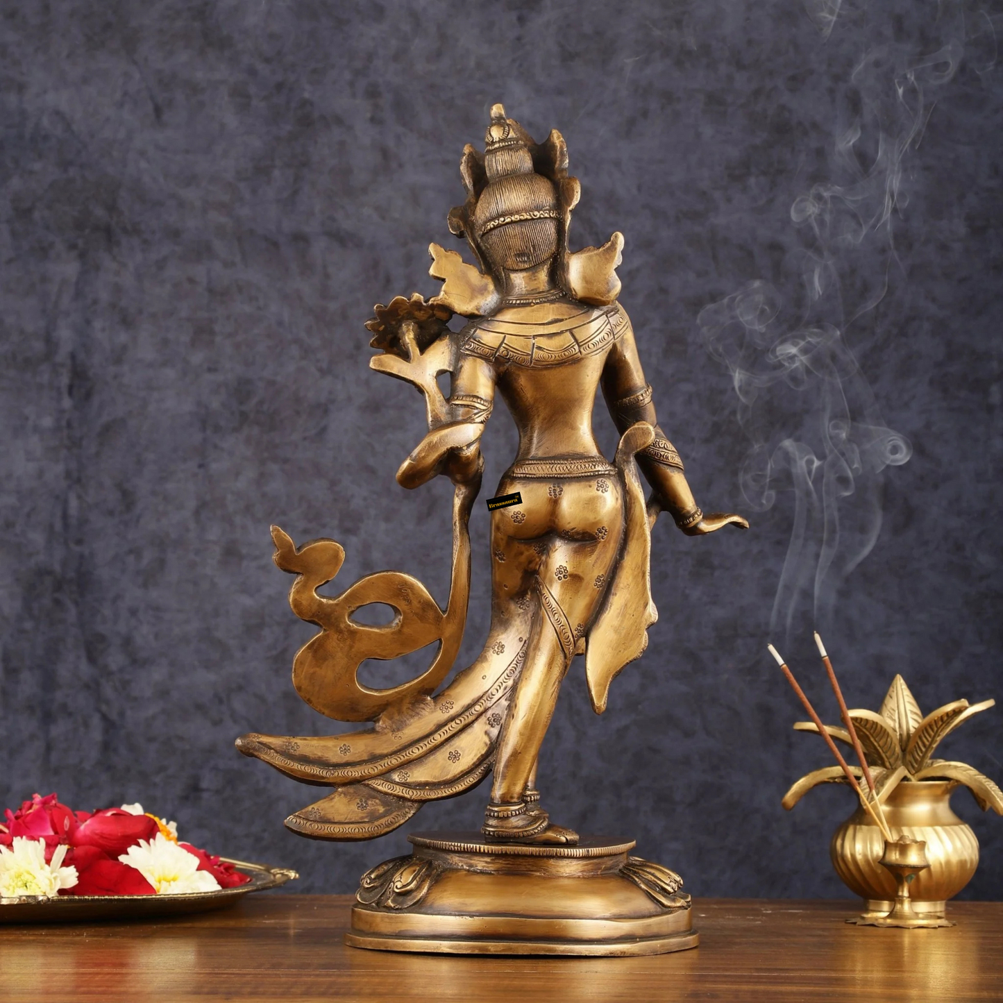 Brassaura™ Pure Brass Tibetan Standing Tara Devi Buddhist Goddess Idol – Height 15 Inches, Weight 4 Kgs