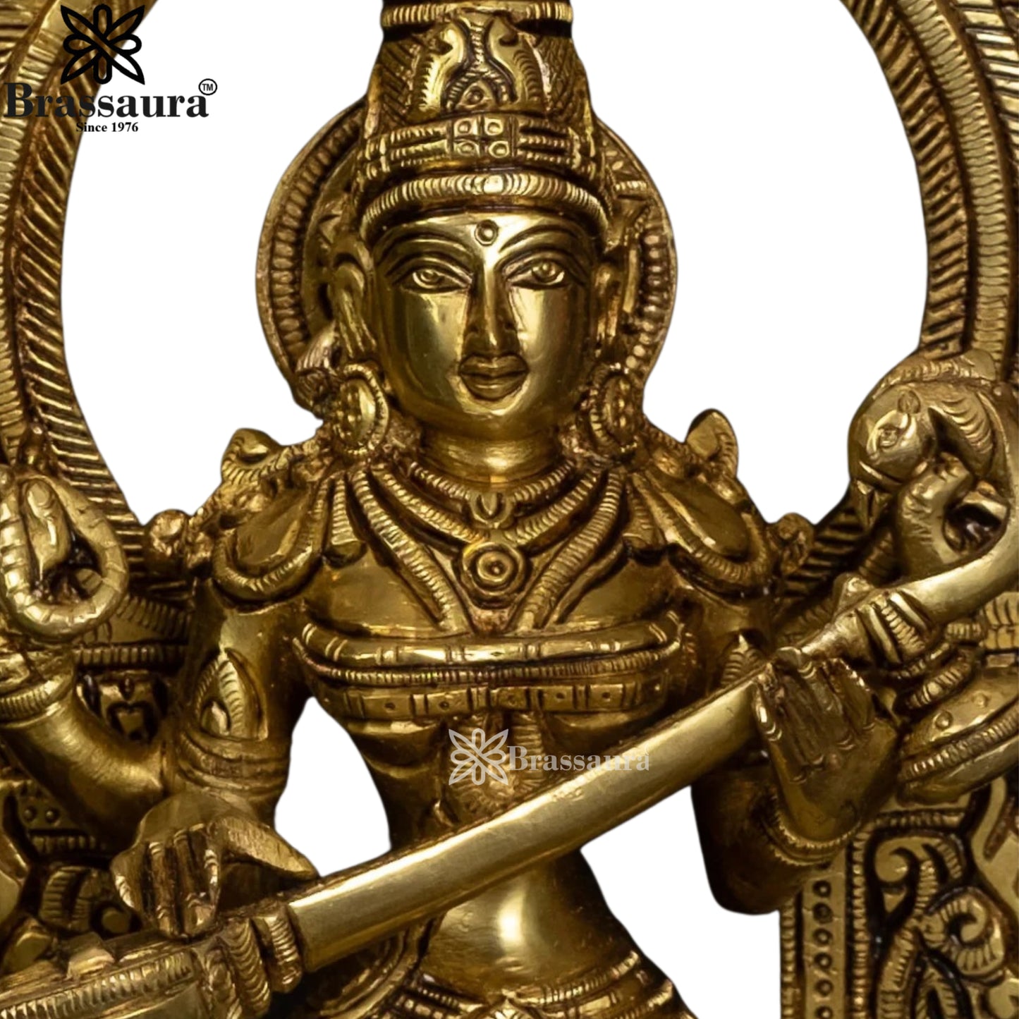 Brass Saraswati Statue Weight 4 Kg And Height 10.5 Inch