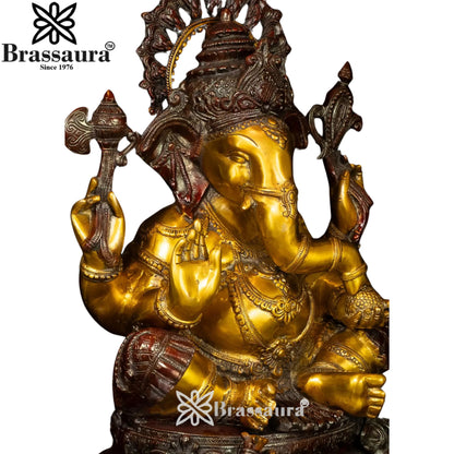 Brass Ganesha Statue Weight 21.5 Kg And Height 20 Inch