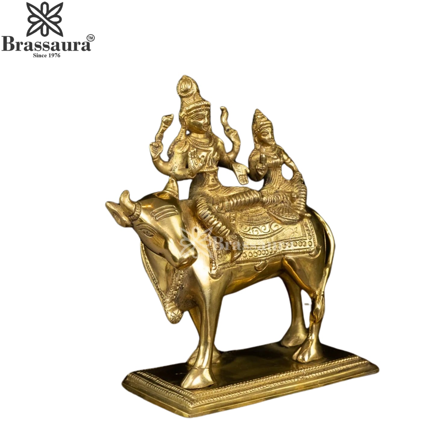 Brass Lord Shiv Parvati & Nandi Statue Weight 1.8 Kg And Height 6 Inch