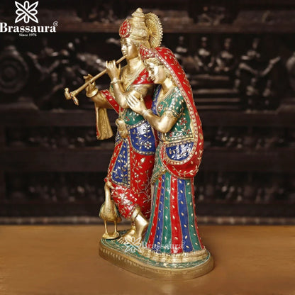 Brass Radha Krishna Murti Weight 20.27 Kg And Height 23 Inch